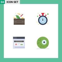 Set of 4 Modern UI Icons Symbols Signs for green webpage food timer moon Editable Vector Design Elements