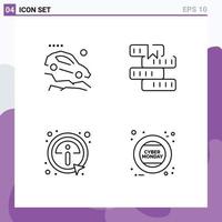 4 Creative Icons Modern Signs and Symbols of accident click slope knowledge info Editable Vector Design Elements