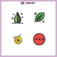 Set of 4 Modern UI Icons Symbols Signs for color star tool leaf password Editable Vector Design Elements