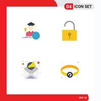 4 Flat Icon concept for Websites Mobile and Apps graduation email marketing scholar user interface jewelry Editable Vector Design Elements