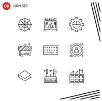 Modern Set of 9 Outlines and symbols such as keyboard sign business road attention Editable Vector Design Elements