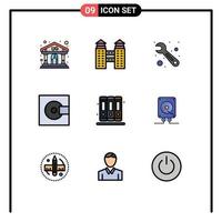 9 Creative Icons Modern Signs and Symbols of library books tool technology minidisc Editable Vector Design Elements