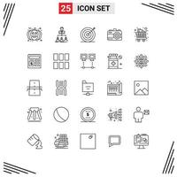 Set of 25 Modern UI Icons Symbols Signs for full summer company photo target Editable Vector Design Elements