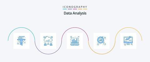 Data Analysis Blue 5 Icon Pack Including business. search. document. graph. digital graph vector