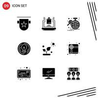 Stock Vector Icon Pack of 9 Line Signs and Symbols for creative business shopping bulb globe Editable Vector Design Elements