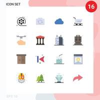 Pictogram Set of 16 Simple Flat Colors of bathroom trolley ui order cloudy Editable Pack of Creative Vector Design Elements