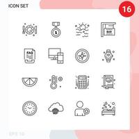 16 Creative Icons Modern Signs and Symbols of communication celebration position bar sign sun Editable Vector Design Elements