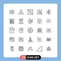 Set of 25 Modern UI Icons Symbols Signs for eid thanksgiving park fire camp fire Editable Vector Design Elements