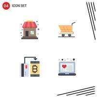 Pack of 4 Modern Flat Icons Signs and Symbols for Web Print Media such as shop digital cart buy payment Editable Vector Design Elements