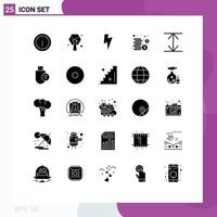 25 User Interface Solid Glyph Pack of modern Signs and Symbols of computers arrows plant money cash Editable Vector Design Elements