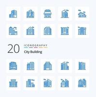 20 City Building Blue Color icon Pack like building office apartment building real vector