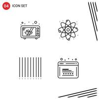 Line Pack of 4 Universal Symbols of electronics development physics barcode web Editable Vector Design Elements