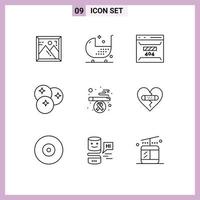 Group of 9 Modern Outlines Set for line fruit develop food site Editable Vector Design Elements