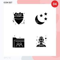 4 Solid Glyph concept for Websites Mobile and Apps fast file crepe night mask Editable Vector Design Elements