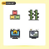 Universal Icon Symbols Group of 4 Modern Filledline Flat Colors of industry online stock nature real estate Editable Vector Design Elements