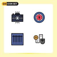 4 Creative Icons Modern Signs and Symbols of antique camera code retro dollar mouse Editable Vector Design Elements