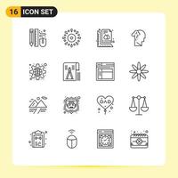 Stock Vector Icon Pack of 16 Line Signs and Symbols for human depression holiday document size Editable Vector Design Elements