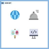 4 Universal Flat Icons Set for Web and Mobile Applications earth easter internet eat computer Editable Vector Design Elements