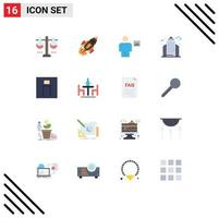 16 User Interface Flat Color Pack of modern Signs and Symbols of life letter launch human body Editable Pack of Creative Vector Design Elements