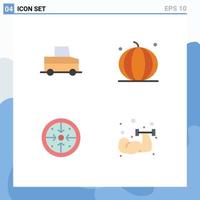 Pictogram Set of 4 Simple Flat Icons of car goals fruit thanksgiving operation Editable Vector Design Elements