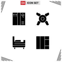 Universal Icon Symbols Group of 4 Modern Solid Glyphs of box 99 fan grid Editable Vector Design Elements