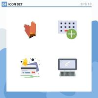 Modern Set of 4 Flat Icons and symbols such as gloves card repair devices notification Editable Vector Design Elements