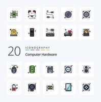 20 Computer Hardware Line Filled Color icon Pack like hardware stock computer hardware cable vector