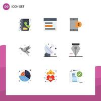 Set of 9 Modern UI Icons Symbols Signs for astronomy paper cell origami bird Editable Vector Design Elements