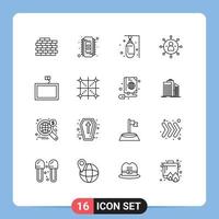 Group of 16 Modern Outlines Set for mount person boxer people business Editable Vector Design Elements