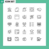 Pictogram Set of 25 Simple Lines of promotion airship clock shadow editing Editable Vector Design Elements