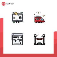 Universal Icon Symbols Group of 4 Modern Filledline Flat Colors of click music online payment transport video Editable Vector Design Elements