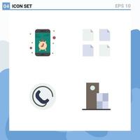 Modern Set of 4 Flat Icons Pictograph of app phone smartphone files architecture Editable Vector Design Elements
