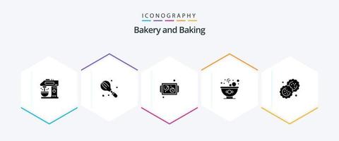 Baking 25 Glyph icon pack including biscuit. salad. mixer. food. tray vector