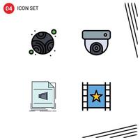 4 Creative Icons Modern Signs and Symbols of neptune music camera audio multimedia Editable Vector Design Elements