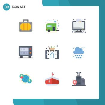 Set of 9 Vector Flat Colors on Grid for mobile money summer deposit graph Editable Vector Design Elements