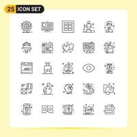 Group of 25 Lines Signs and Symbols for avatar corporate design competitive ux Editable Vector Design Elements