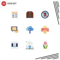 Modern Set of 9 Flat Colors and symbols such as cloud popup avoid messages phone Editable Vector Design Elements