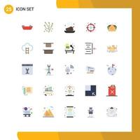 25 User Interface Flat Color Pack of modern Signs and Symbols of food target dinner focus diamond Editable Vector Design Elements