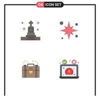 User Interface Pack of 4 Basic Flat Icons of death business tomb sea portfolio Editable Vector Design Elements