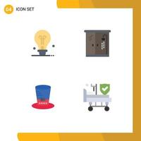 User Interface Pack of 4 Basic Flat Icons of bulb usa home day hospital Editable Vector Design Elements