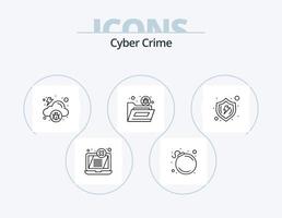 Cyber Crime Line Icon Pack 5 Icon Design. danger. alert. security. internet. detector vector