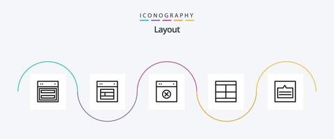 Layout Line 5 Icon Pack Including links. grid. remove. layout. draw vector