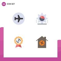 4 Creative Icons Modern Signs and Symbols of aero plane statistics flying gear award badge Editable Vector Design Elements