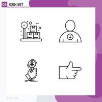 Modern Set of 4 Filledline Flat Colors Pictograph of box human resource down recruitment like Editable Vector Design Elements