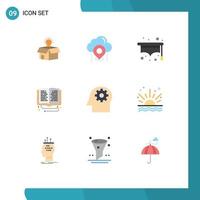 Pictogram Set of 9 Simple Flat Colors of online study online map library student Editable Vector Design Elements