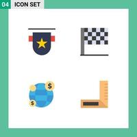 User Interface Pack of 4 Basic Flat Icons of badge money ribbon sports construction Editable Vector Design Elements