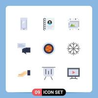 Flat Color Pack of 9 Universal Symbols of internet globe phone message chat Editable Vector Design Elements