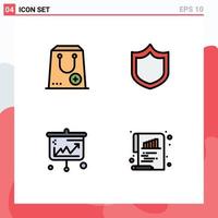 Universal Icon Symbols Group of 4 Modern Filledline Flat Colors of add arrows e protection business Editable Vector Design Elements