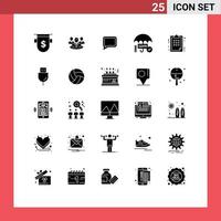 Universal Icon Symbols Group of 25 Modern Solid Glyphs of business secure conversation tick gdpr Editable Vector Design Elements