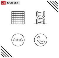 Universal Icon Symbols Group of 4 Modern Filledline Flat Colors of grid html chain genetic handset Editable Vector Design Elements